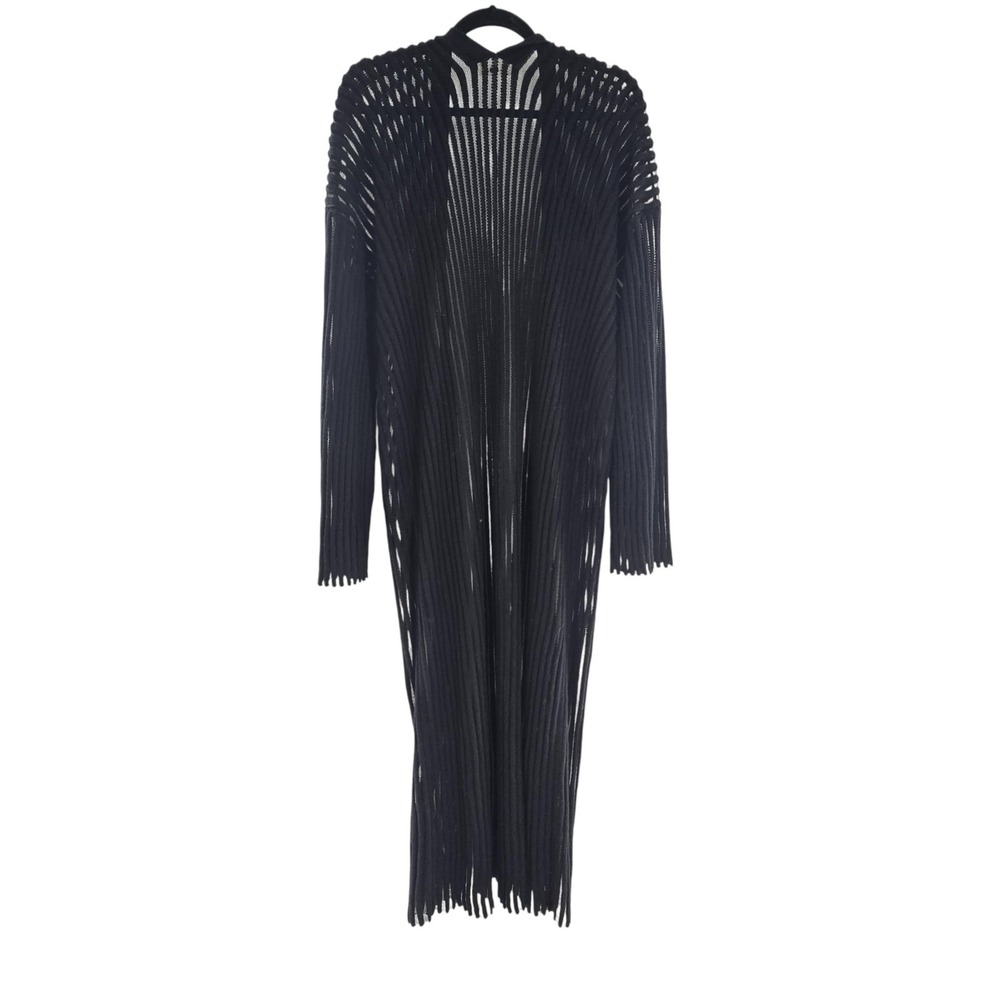 COS Silk Cashmere Blend duster Black Semi sheer Sz XL